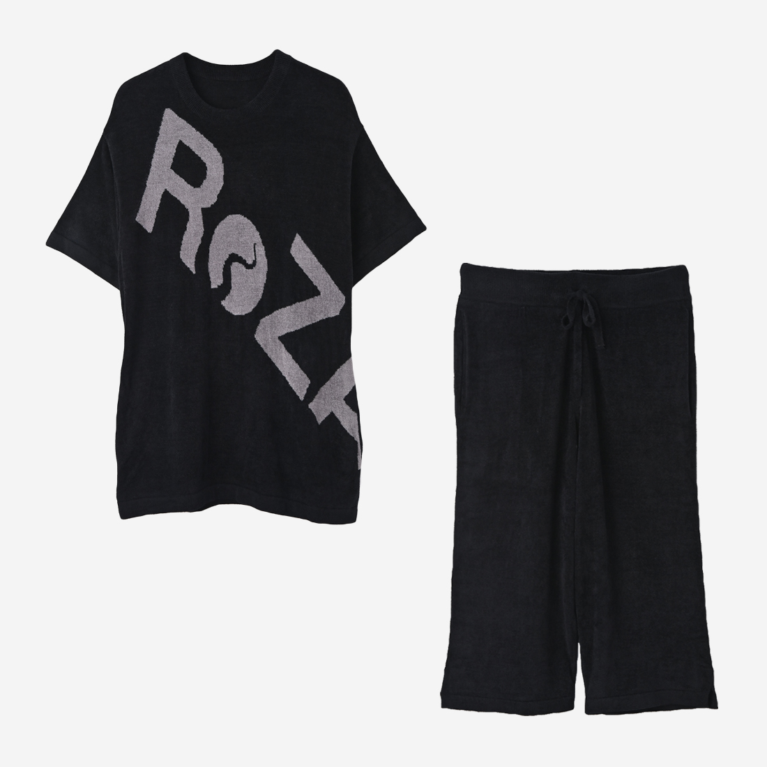 【ReZARD】SETUP Towel fabric Room Wear Big Logo（Cropped pants）(Black)